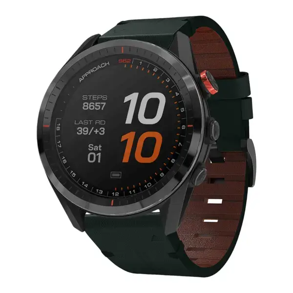 g.l11.11 Front Green Genuine Italian Leather Strap for Garmin QuickFit Devices for Garmin Approach S62