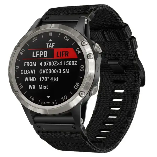 g.ny200.1 Main Midnight Black Pro Seatbelt Two Piece Watch Band Strap for Garmin D2 Charlie