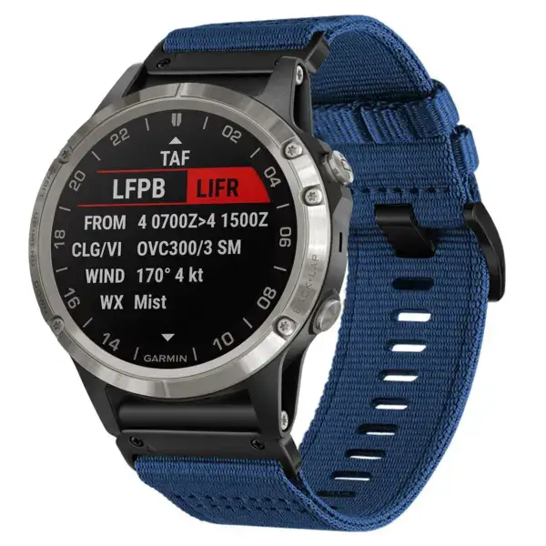 g.ny200.5 Main Navy Blue Pro Seatbelt Two Piece Watch Band Strap for Garmin D2 Charlie