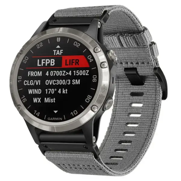 g.ny200.7 Main Grey Slate Pro Seatbelt Two Piece Watch Band Strap for Garmin D2 Charlie