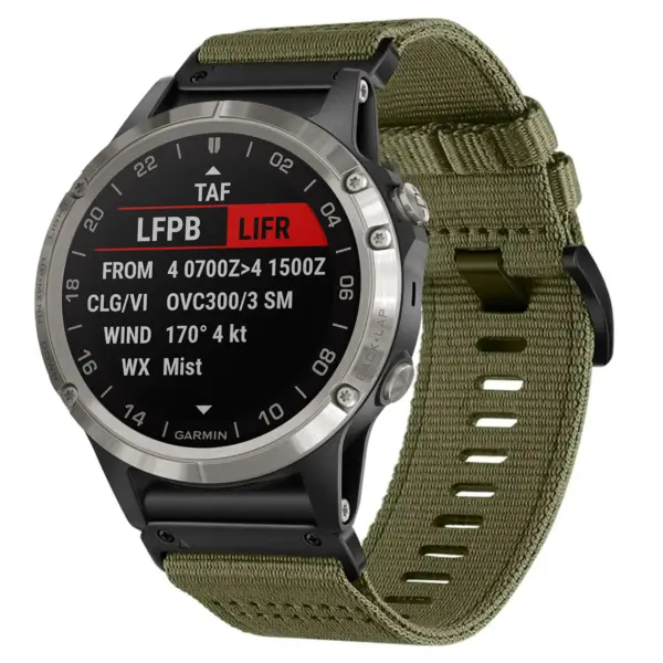 g.ny200.17 Main Cargo Green Pro Seatbelt Two Piece Watch Band Strap for Garmin D2 Charlie