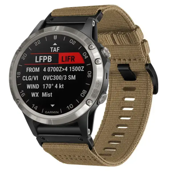 g.ny200.17 Main Khaki Camel Pro Seatbelt Two Piece Watch Band Strap for Garmin D2 Charlie