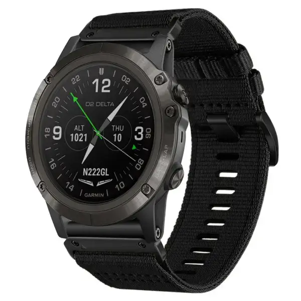 g.ny200.1 Main Midnight Black Pro Seatbelt Two Piece Watch Band Strap for Garmin D2 Delta PX