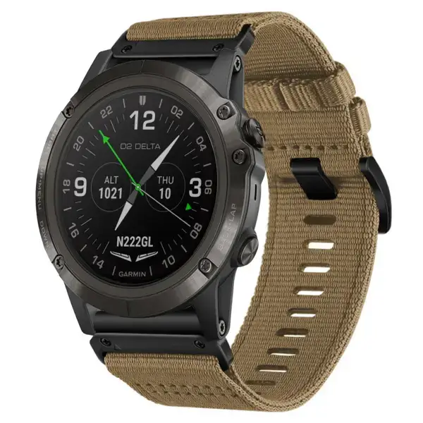 g.ny200.17 Main Khaki Camel Pro Seatbelt Two Piece Watch Band Strap for Garmin D2 Delta PX
