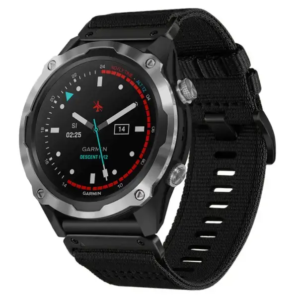 g.ny200.1 Main Midnight Black Pro Seatbelt Two Piece Watch Band Strap for Garmin Descent Mk2