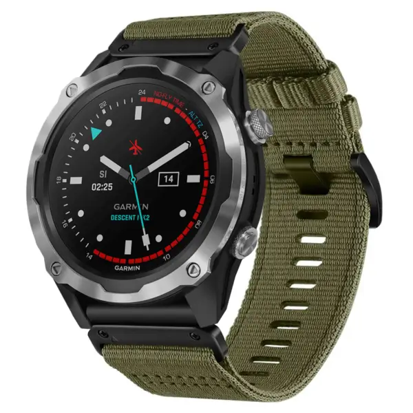 g.ny200.17 Main Cargo Green Pro Seatbelt Two Piece Watch Band Strap for Garmin Descent Mk2