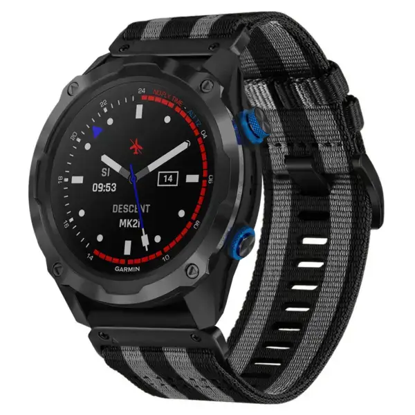 g.ny200.1.7 Main Black and Grey Bond Pro Seatbelt Two Piece Watch Band Strap for Garmin Descent Mk2i