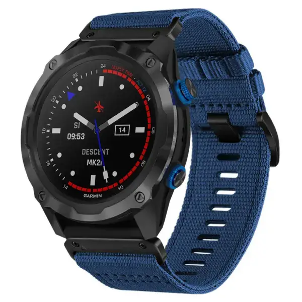 g.ny200.5 Main Navy Blue Pro Seatbelt Two Piece Watch Band Strap for Garmin Descent Mk2i