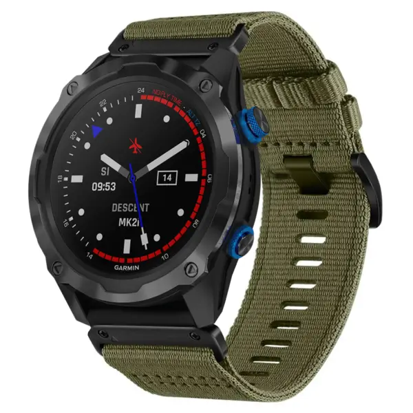 g.ny200.17 Main Cargo Green Pro Seatbelt Two Piece Watch Band Strap for Garmin Descent Mk2i