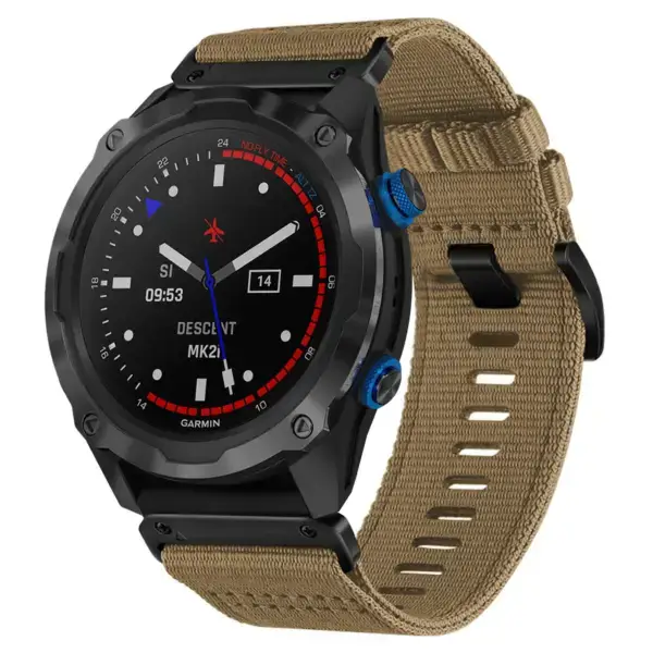 g.ny200.17 Main Khaki Camel Pro Seatbelt Two Piece Watch Band Strap for Garmin Descent Mk2i