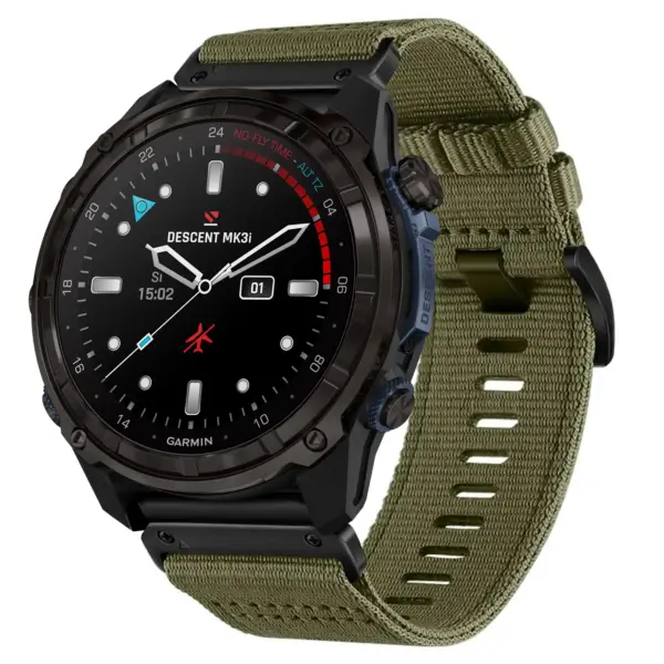g.ny200.17 Main Cargo Green Pro Seatbelt Two Piece Watch Band Strap for Garmin Descent Mk3i – 51mm