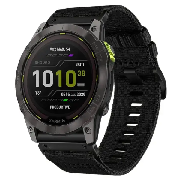 g.ny200.1 Main Midnight Black Pro Seatbelt Two Piece Watch Band Strap for Garmin Enduro 2