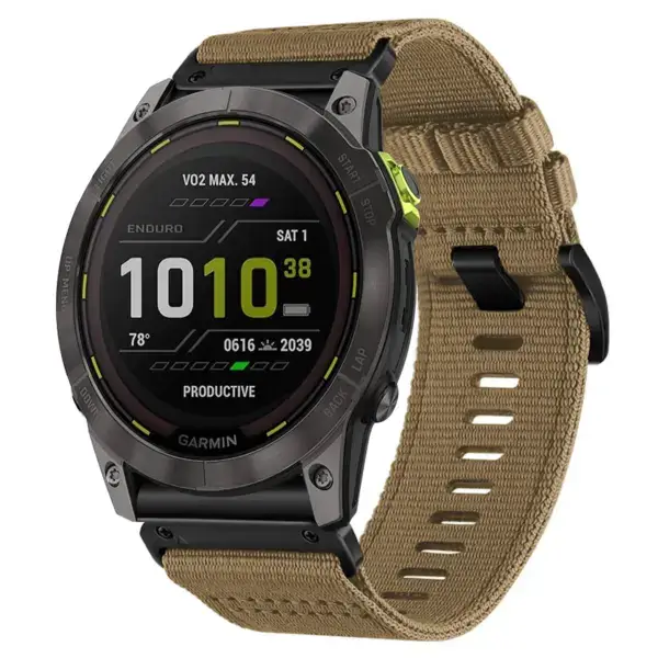g.ny200.17 Main Khaki Camel Pro Seatbelt Two Piece Watch Band Strap for Garmin Enduro 2