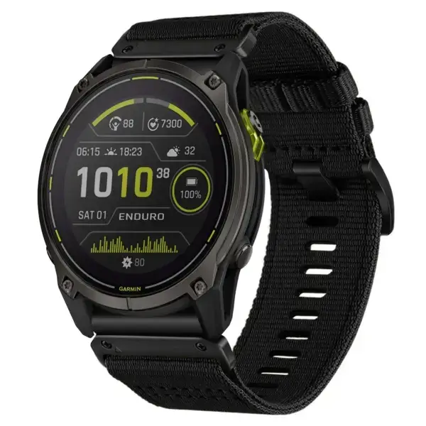 g.ny200.1 Main Midnight Black Pro Seatbelt Two Piece Watch Band Strap for Garmin Enduro 3
