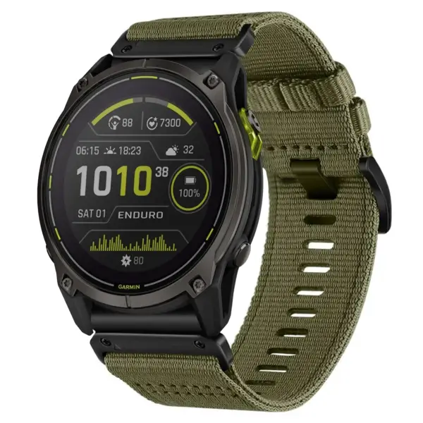 g.ny200.17 Main Cargo Green Pro Seatbelt Two Piece Watch Band Strap for Garmin Enduro 3