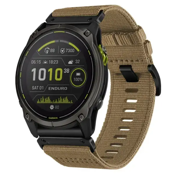 g.ny200.17 Main Khaki Camel Pro Seatbelt Two Piece Watch Band Strap for Garmin Enduro 3