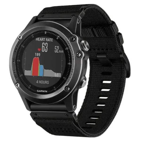 g.ny200.1 Main Midnight Black Pro Seatbelt Two Piece Watch Band Strap for Garmin Fenix 3 & 3 HR