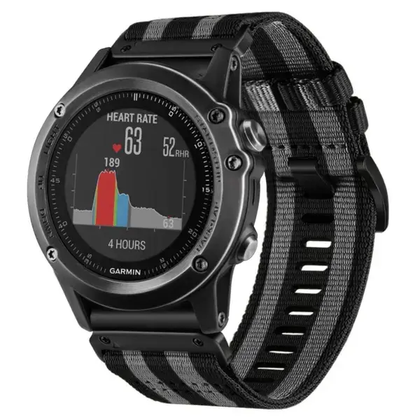 g.ny200.1.7 Main Black and Grey Bond Pro Seatbelt Two Piece Watch Band Strap for Garmin Fenix 3 & 3 HR