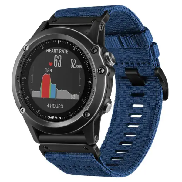 g.ny200.5 Main Navy Blue Pro Seatbelt Two Piece Watch Band Strap for Garmin Fenix 3 & 3 HR