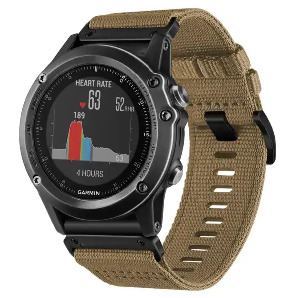 g.ny200.17 Main Khaki Camel Pro Seatbelt Two Piece Watch Band Strap for Garmin Fenix 3 & 3 HR