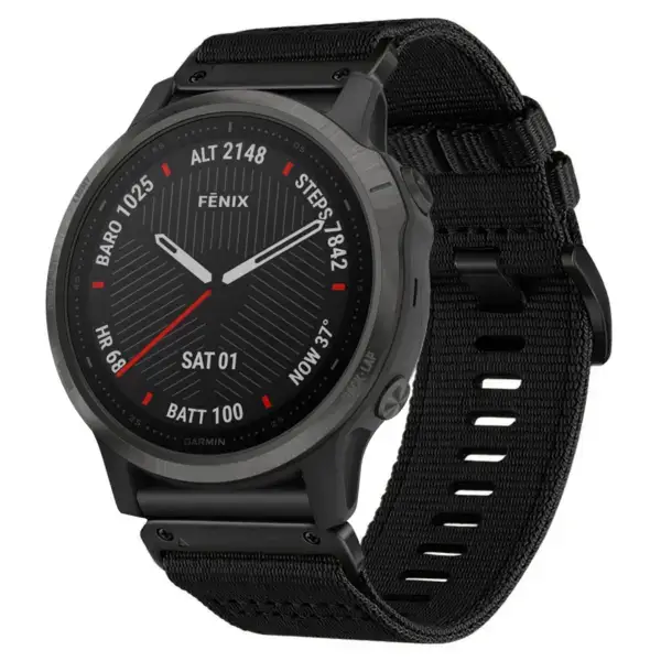 g.ny200.1 Midnight Black Pro Seatbelt Two Piece Watch Band Strap for Garmin Fenix 6