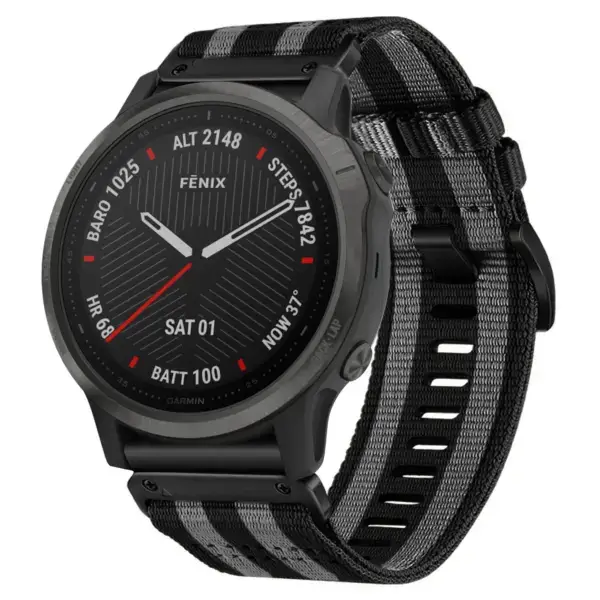 g.ny200.1.7 Black and Grey Bond Pro Seatbelt Two Piece Watch Band Strap for Garmin Fenix 6