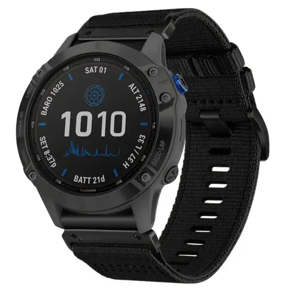 g.ny200.1 Main Midnight Black Pro Seatbelt Two Piece Watch Band Strap for Garmin Fenix 6X