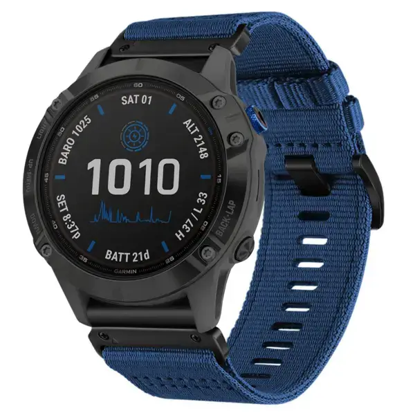 g.ny200.5 Main Navy Blue Pro Seatbelt Two Piece Watch Band Strap for Garmin Fenix 6X