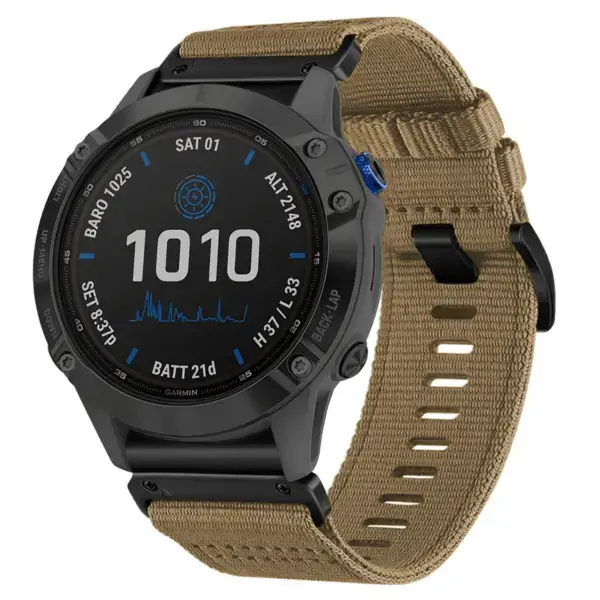 g.ny200.17 Main Khaki Camel Pro Seatbelt Two Piece Watch Band Strap for Garmin Fenix 6X