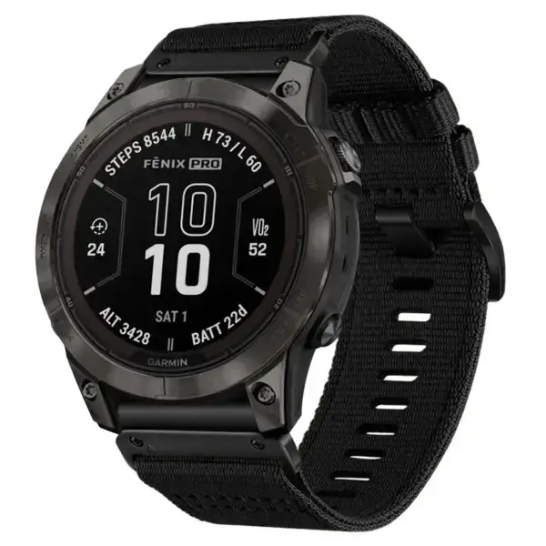 g.ny200.1 Main Midnight Black Pro Seatbelt Two Piece Watch Band Strap for Garmin Fenix 7 & 7 Pro