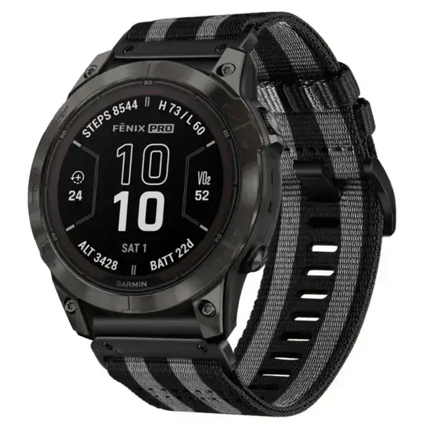 g.ny200.1.7 Main Black and Grey Bond Pro Seatbelt Two Piece Watch Band Strap for Garmin Fenix 7 & 7 Pro