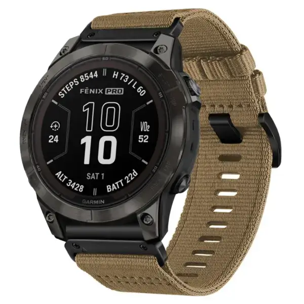 g.ny200.17 Main Khaki Camel Pro Seatbelt Two Piece Watch Band Strap for Garmin Fenix 7 & 7 Pro