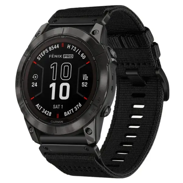 g.ny200.1 Main Midnight Black Pro Seatbelt Two Piece Watch Band Strap for Garmin Fenix 7X & 7X Pro