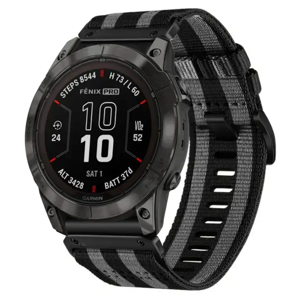 g.ny200.1.7 Main Black and Grey Bond Pro Seatbelt Two Piece Watch Band Strap for Garmin Fenix 7X & 7X Pro