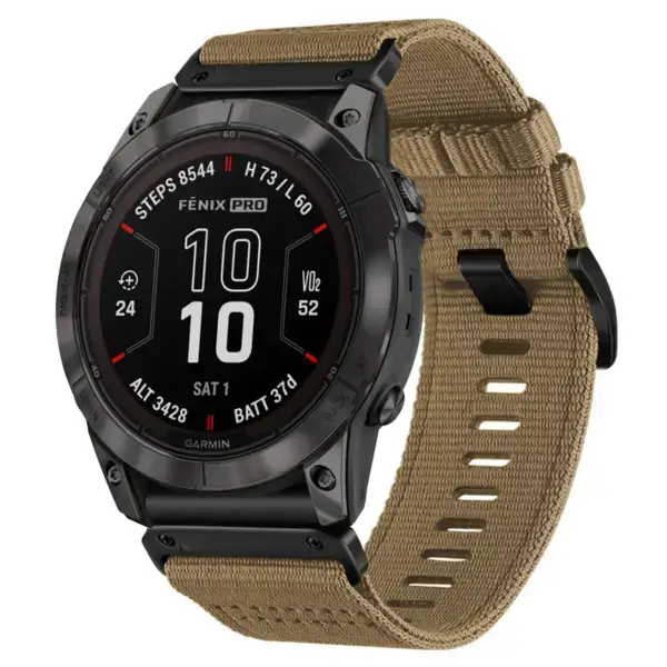 g.ny200.17 Main Khaki Camel Pro Seatbelt Two Piece Watch Band Strap for Garmin Fenix 7X & 7X Pro
