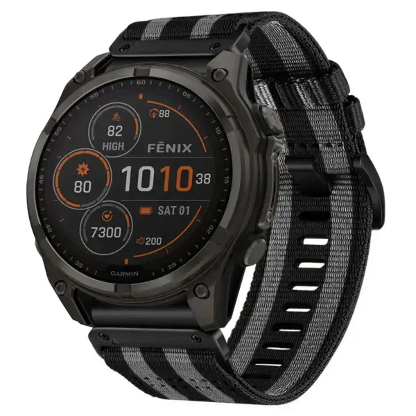 g.ny200.1.7 Black and Grey Bond Pro Seatbelt Two Piece Watch Band Strap for Garmin Fenix 8
