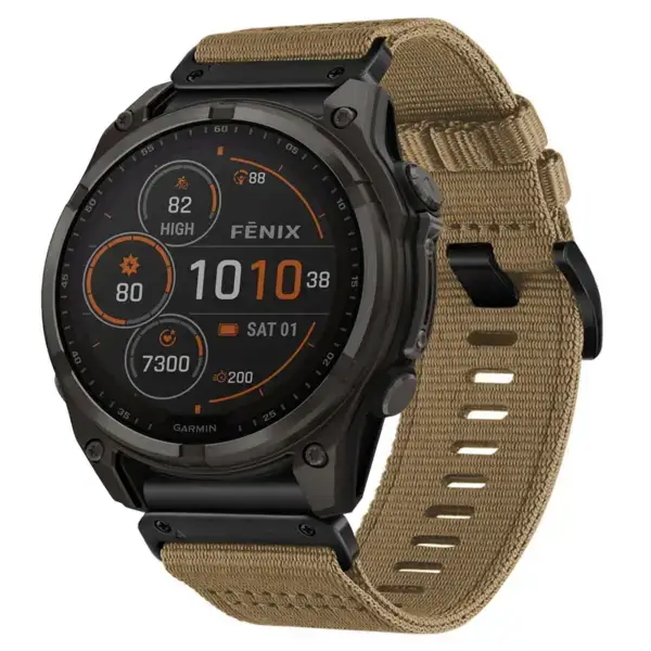g.ny200.17 Khaki Camel Pro Seatbelt Two Piece Watch Band Strap for Garmin Fenix 8