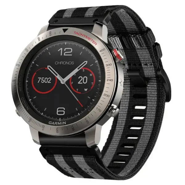 g.ny200.1.7 Black and Grey Bond Pro Seatbelt Two Piece Watch Band Strap for Garmin Fenix Chronos