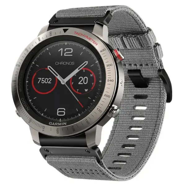 g,ny200.7 Grey Slate Pro Seatbelt Two Piece Watch Band Strap for Garmin Fenix Chronos