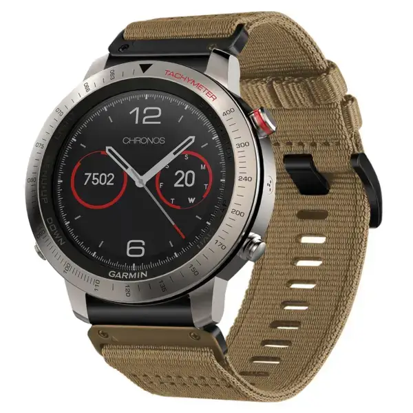 g.ny200.17 Khaki Camel Pro Seatbelt Two Piece Watch Band Strap for Garmin Fenix Chronos