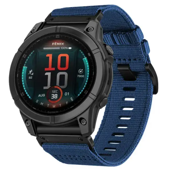 g.ny200.5 Navy Blue Pro Seatbelt Two Piece Watch Band Strap for Garmin Fenix E