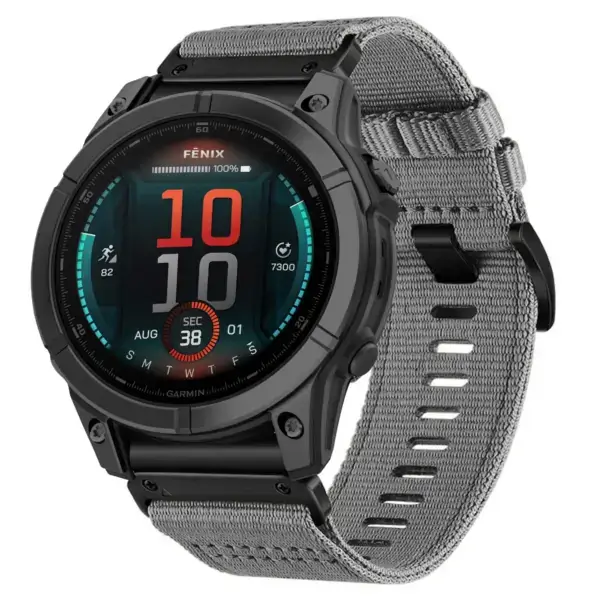 g,ny200.7 Grey Slate Pro Seatbelt Two Piece Watch Band Strap for Garmin Fenix E