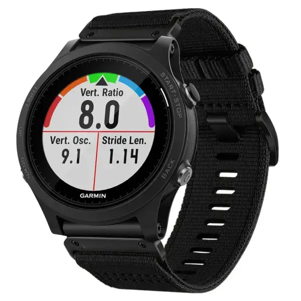 g.ny200.1 Main Midnight Black Pro Seatbelt Two Piece Watch Band Strap for Garmin Forerunner 935