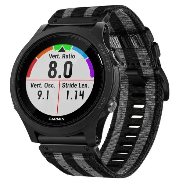 g.ny200.1.7 Main Black and Grey Bond Pro Seatbelt Two Piece Watch Band Strap for Garmin Forerunner 935