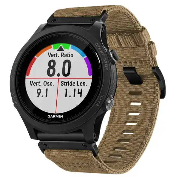 g.ny200.17 Main Khaki Camel Pro Seatbelt Two Piece Watch Band Strap for Garmin Forerunner 935