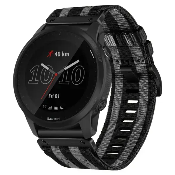 g.ny200.1.7 Main Black and Grey Bond Pro Seatbelt Two Piece Watch Band Strap for Garmin Forerunner 945