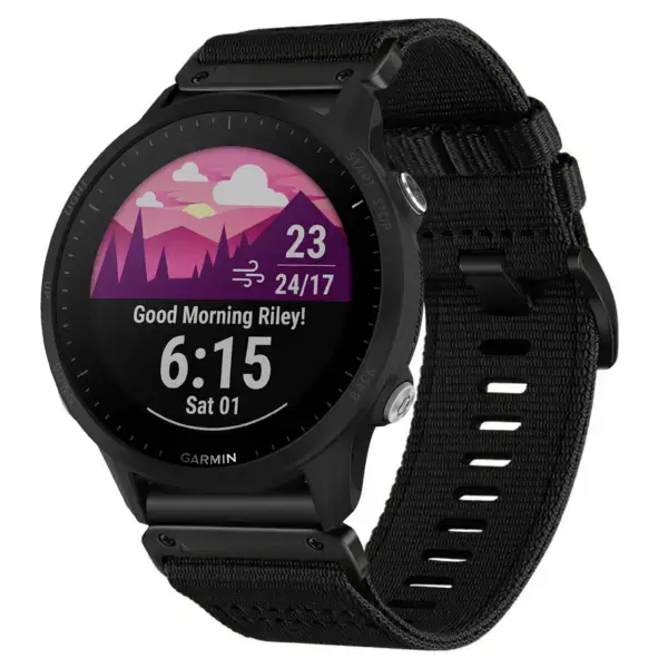 g.ny200.1 Main Midnight Black Pro Seatbelt Two Piece Watch Band Strap for Garmin Forerunner 955