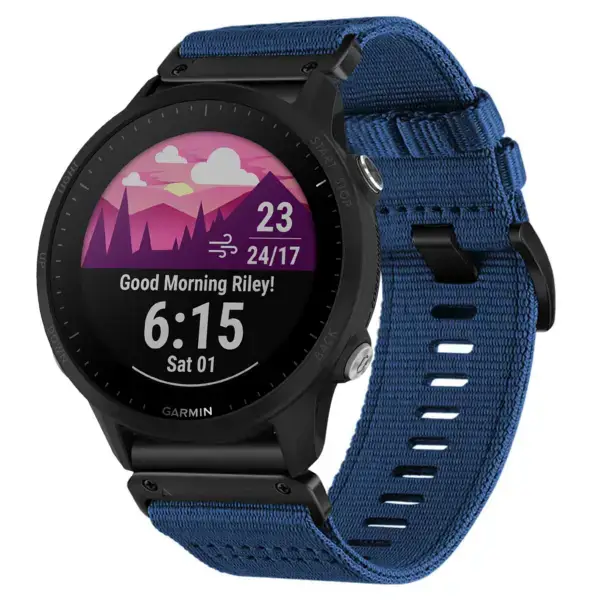 g.ny200.5 Main Navy Blue Pro Seatbelt Two Piece Watch Band Strap for Garmin Forerunner 955
