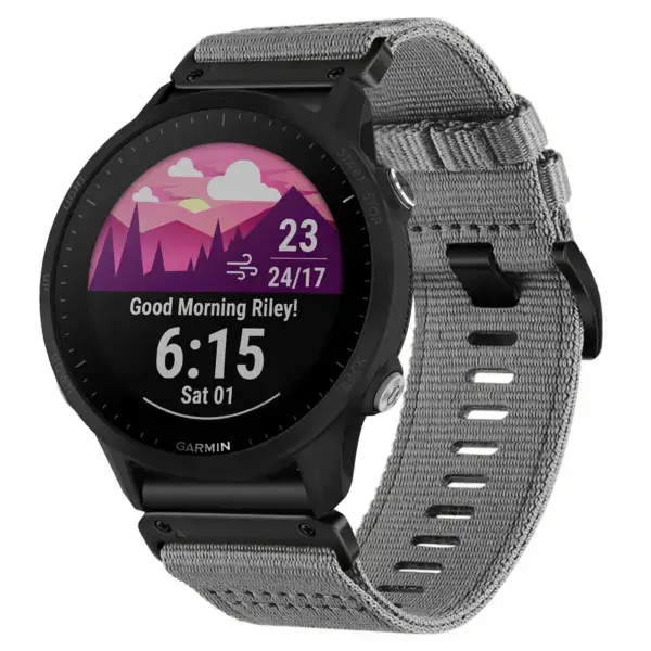 g.ny200.7 Main Grey Slate Pro Seatbelt Two Piece Watch Band Strap for Garmin Forerunner 955