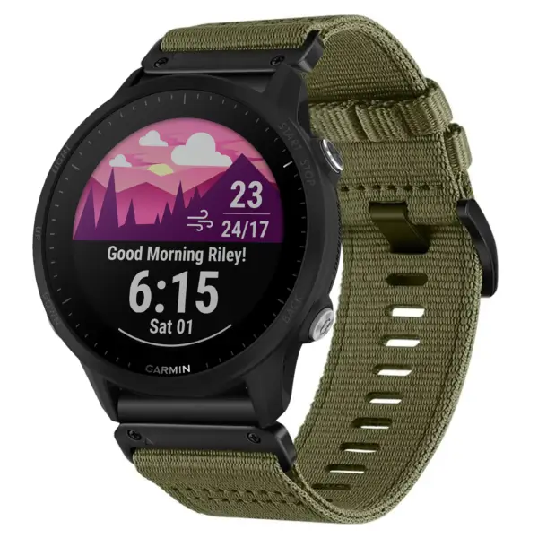 g.ny200.17 Main Cargo Green Pro Seatbelt Two Piece Watch Band Strap for Garmin Forerunner 955